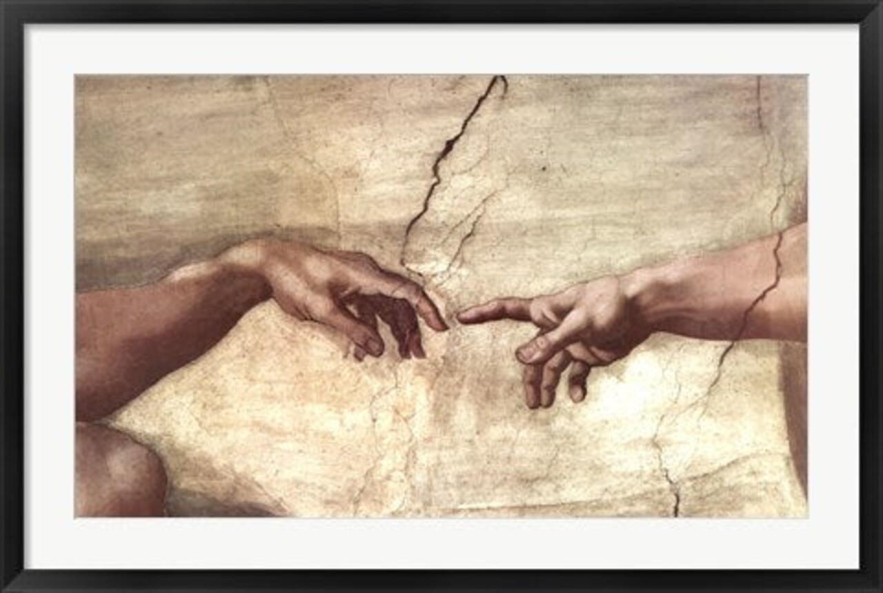 Framed Art Creation of Adam (hands detail) by Michelangelo Buonarroti Wall Decor 18x24 Artwork